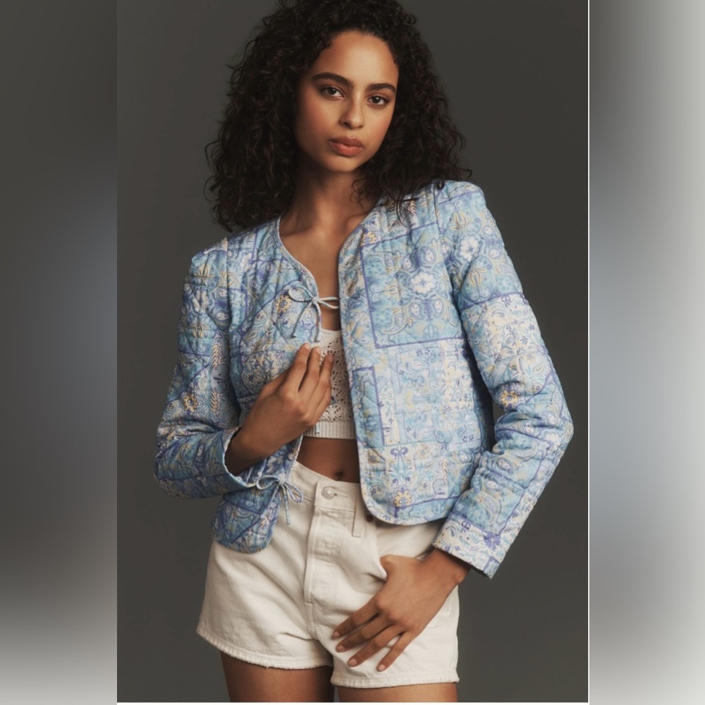 Dolan bow-front linen quilted lady jacket